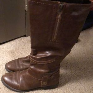 Brown faux leather boots
